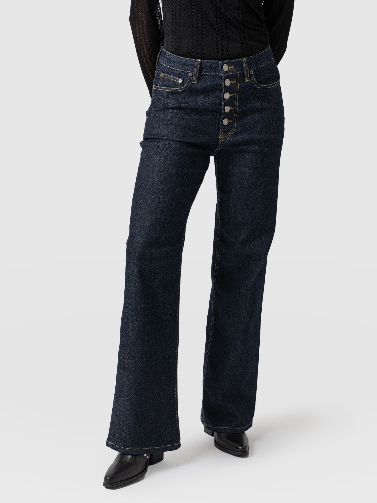 Wide Leg Button Fly Jean Indigo Blue - Women's Jeans | Saint + Sofia® EU